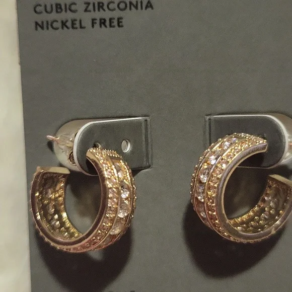 Nordstrom Gold and Cubic Zirconia Hoop Earrings - Picture 4 of 4